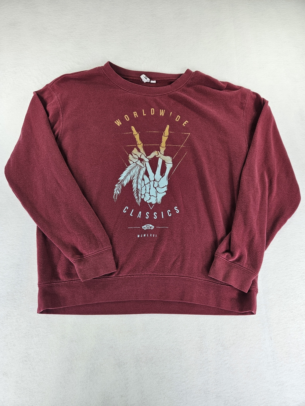 Vans Crewneck Sweatshirt‎ Skeleton Peace Sign And Feather